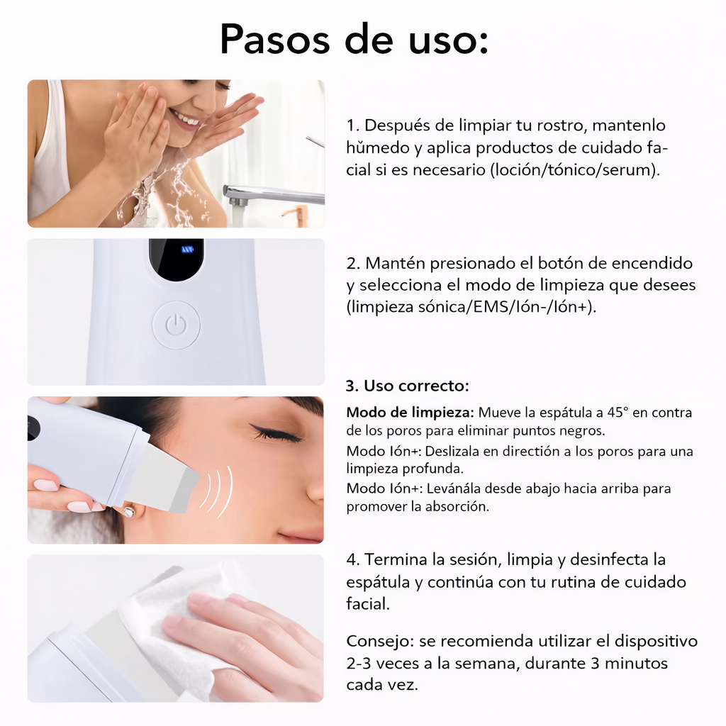 Limpiador ultrasónico de poros